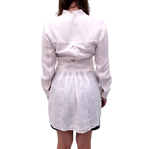 100% CAPRI WHITE LINEN BLOUSE - SIZE S