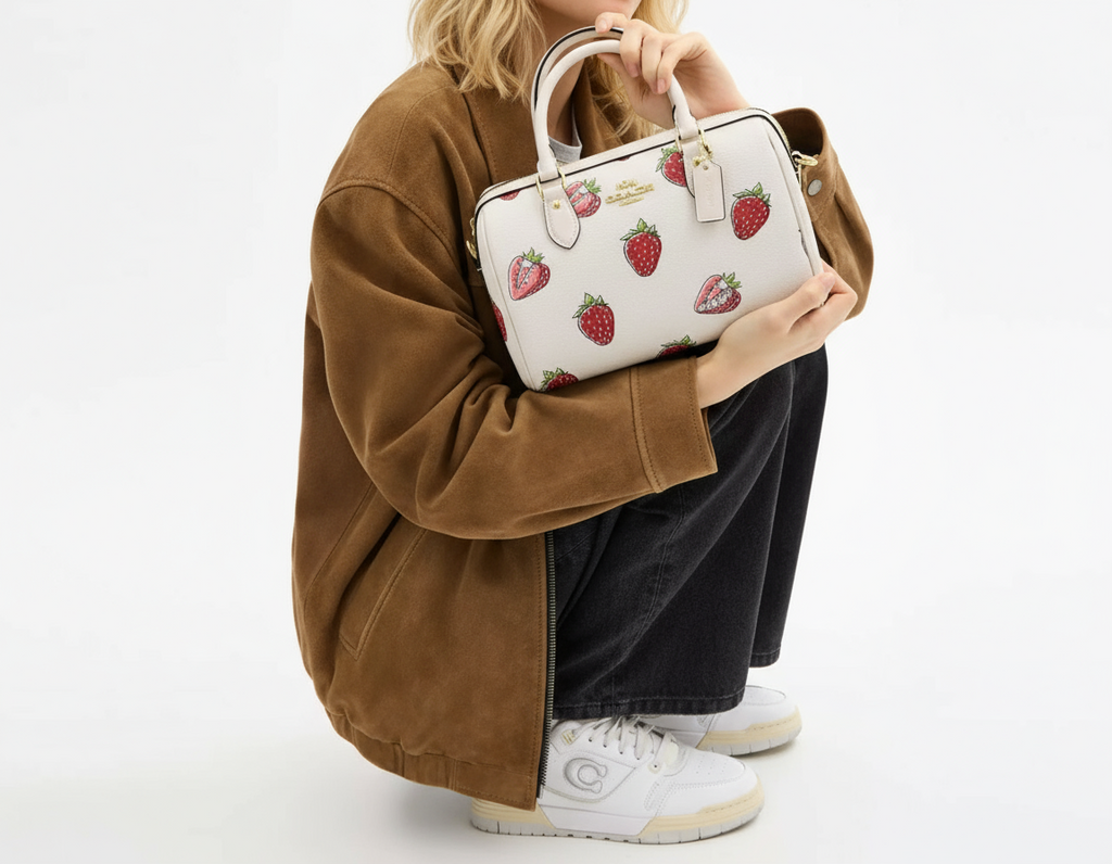 NWT Coach Rowan Satchel Bag with Strawberry Print