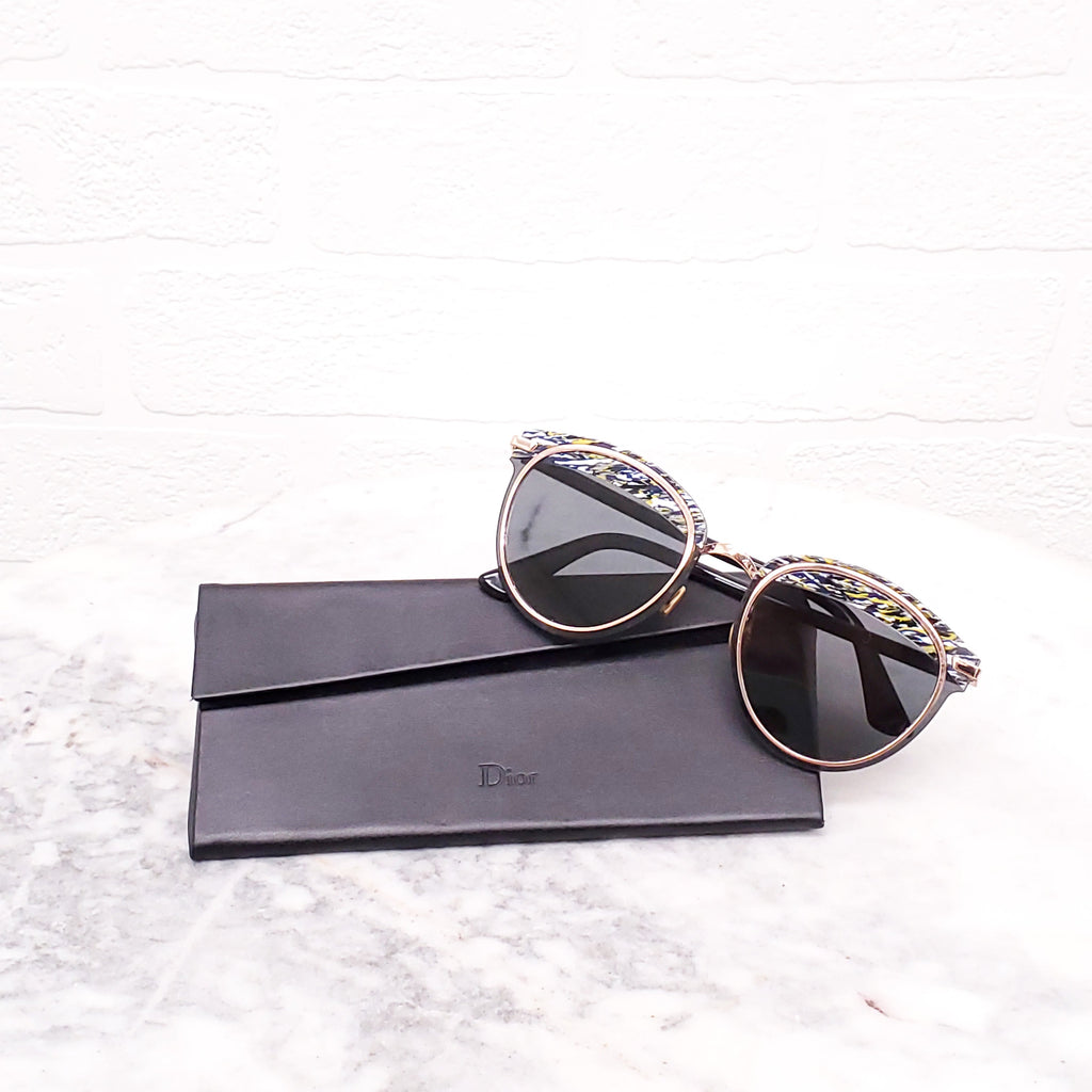 DIOR BLUE AND YELLOW OFFSET SUNGLASSES