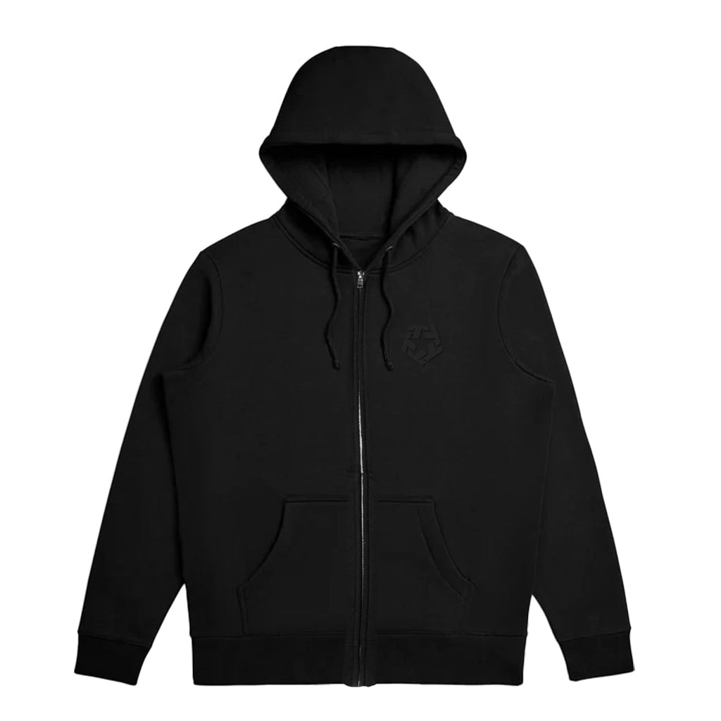 BLACK RUBBER FONT- Zip-Up  hoodie