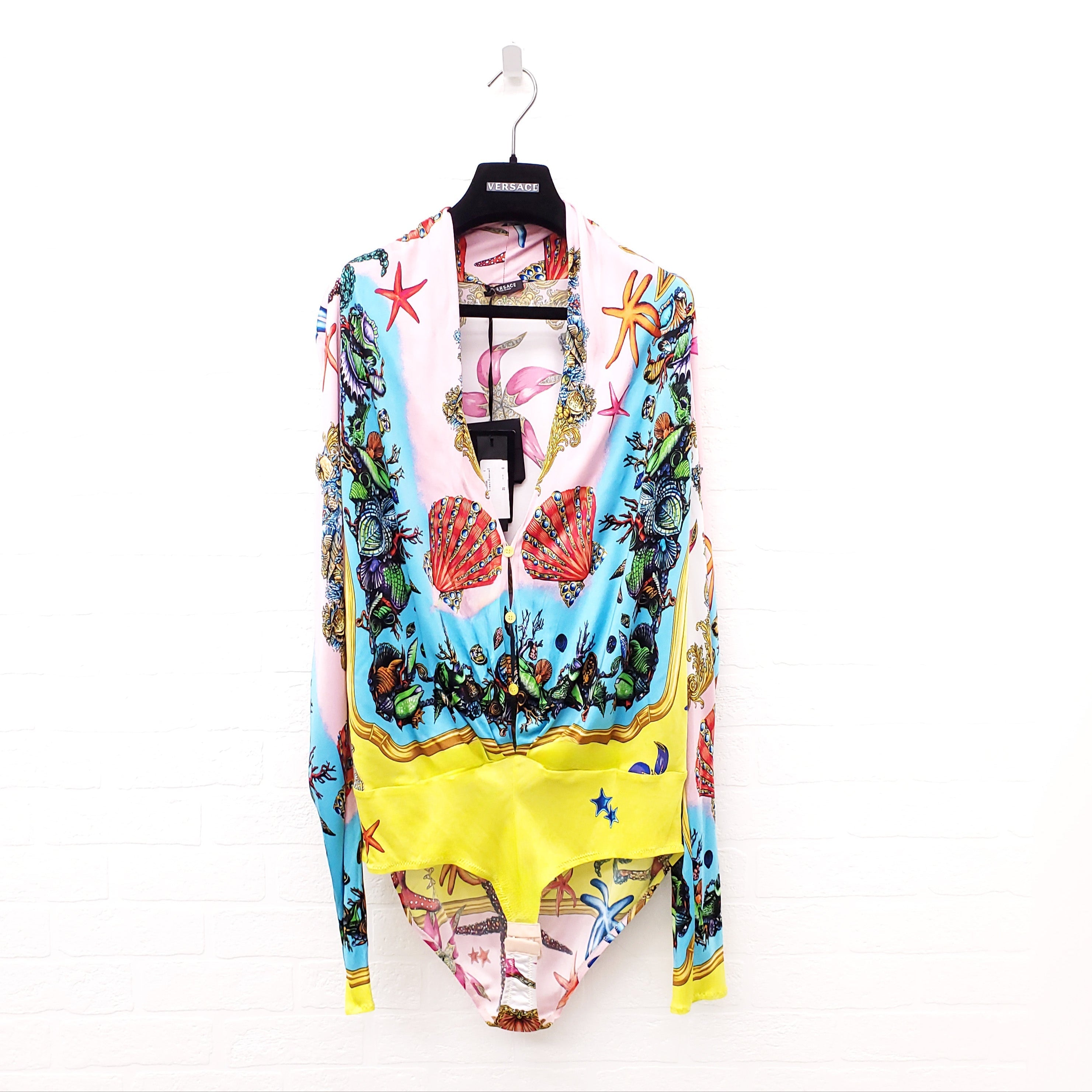 VERSACE 'TRESOR DE LA MER' SEASHELL PRINT BODYSUIT - SIZE 52
