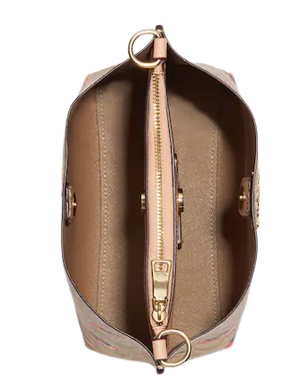 Coach Mollie Bucket Bag 22 In Signature Canvas With Strawberry Print